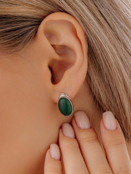 Серьги из серебра с авантюрином