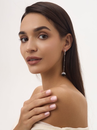 Серьги из серебра с агатами, ситаллами и фианитами 2340390840л-20 от KRASNOE, металл Серебро, вставка Агат