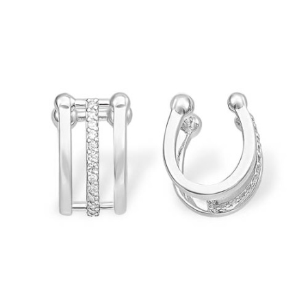 Серьги из серебра с фианитом 1210018190 от KRASNOE, металл Серебро, вставка Фианит