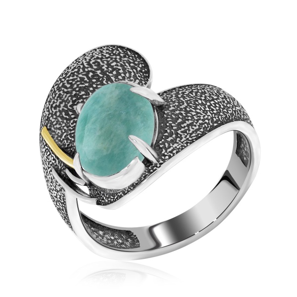 Купить кольцо из серебра с амазонитом в интернет-магазине KRASNOE
