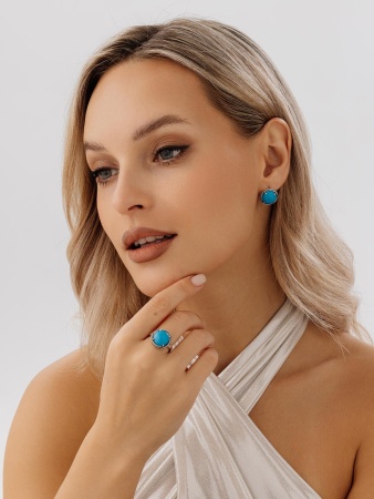 Серьги из серебра с бирюзой 2310Б25747 от KRASNOE, металл Серебро, вставка Бирюза i