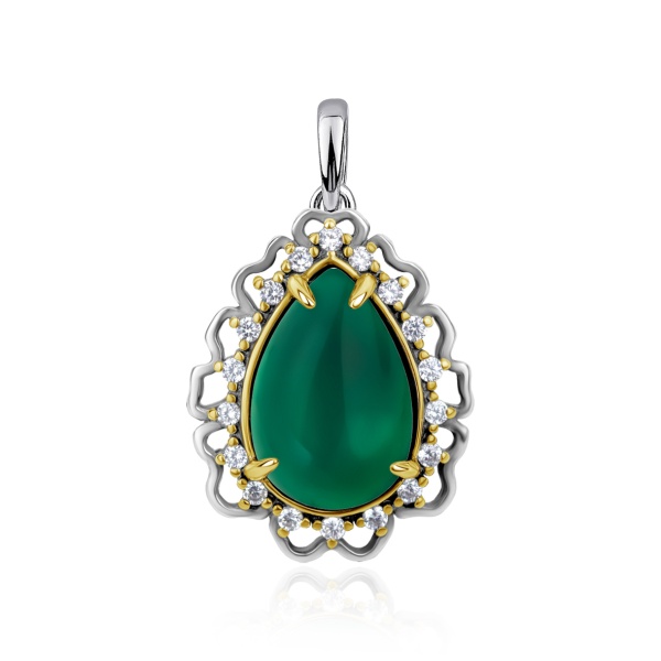 Купить подвеска из серебра с агатом и фианитами