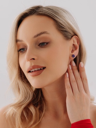 Пусеты из серебра с аметист