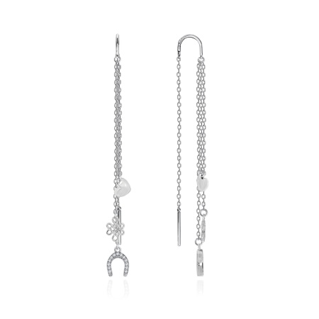 Серьги из серебра с фианитами 2340201637л-3 от KRASNOE, металл Серебро, вставка Фианит