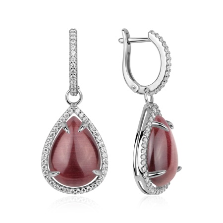 Серьги из серебра с кошачим глазом 2340266393л-1-33 от KRASNOE, металл Серебро, вставка 