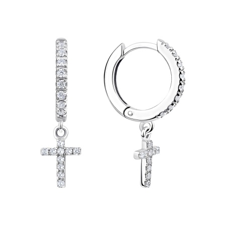 Серьги из серебра с фианитами 2340205275л от KRASNOE, металл Серебро, вставка Фианит