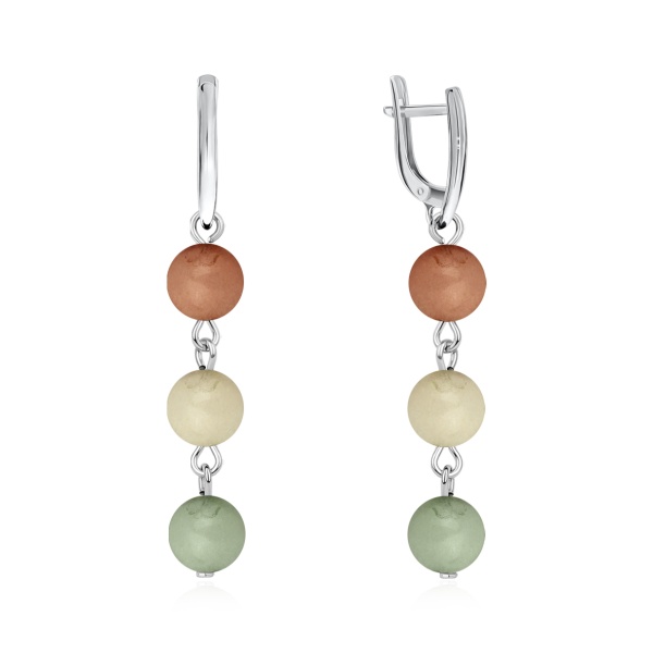 Серьги из серебра с кварцем 2340996345 от KRASNOE, металл Серебро, вставка Кварц волосатик