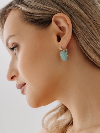 Серьги из серебра 2340375955 от KRASNOE, металл Серебро, вставка Амазонит
