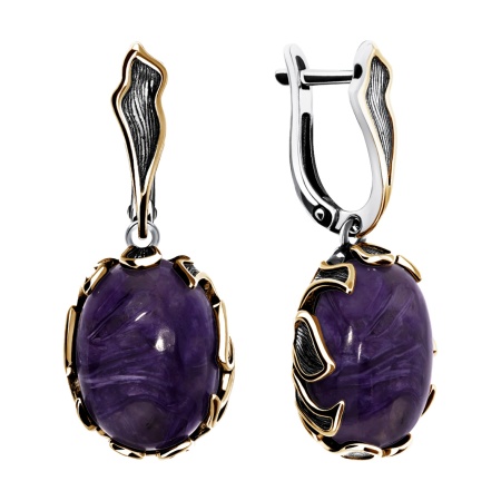 Серьги из серебра с чароитами 2317465170 от KRASNOE, металл Серебро, вставка Чароит