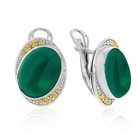 Серьги из серебра с агатами и фианитами со скидкой