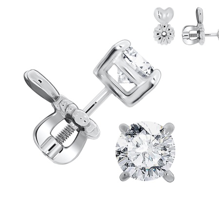 Пусеты из серебра с фианитами