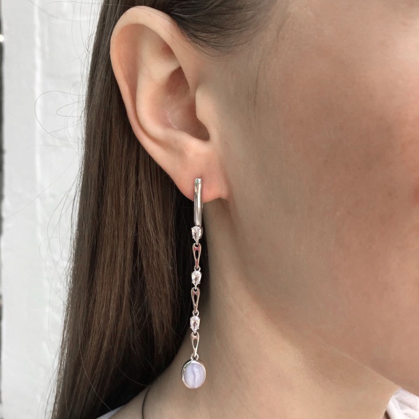 Серьги из серебра с агатами и фианитами 2340391513-84 от KRASNOE, металл Серебро, вставка Агат