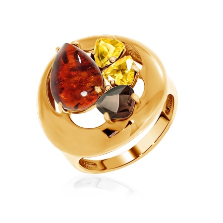 Купить кольцо из серебра с топазом, янтарем и цитринами в интернет-магазине KRASNOE