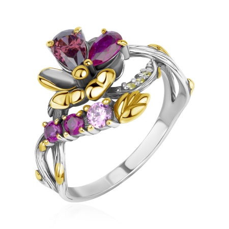 Купить кольцо из серебра с ситаллами и фианитами в интернет-магазине KRASNOE