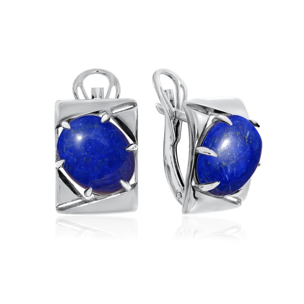 Серьги из серебра с лазуритами 2340471395 от KRASNOE, металл Серебро, вставка Лазурит