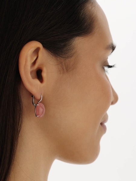 Серьги из серебра с кошачим глазом