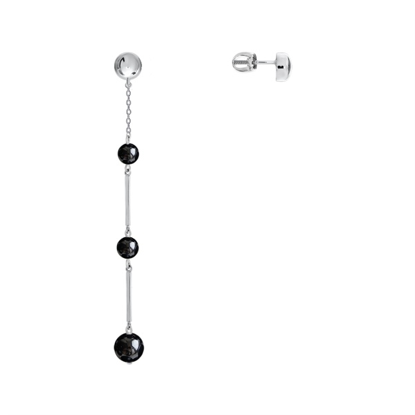 Пусеты из серебра с агатами