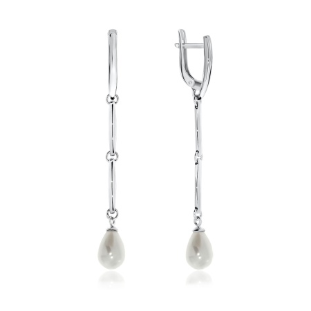 Серьги из серебра с жемчугом 2340240736-1 от KRASNOE, металл Серебро, вставка Жемчуг Имитация
