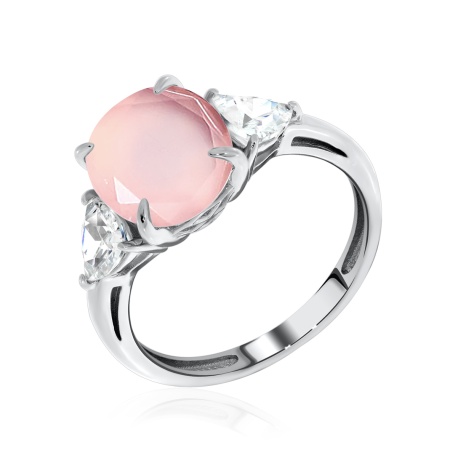 Кольцо из серебра с кварцем и фианитами со скидкой