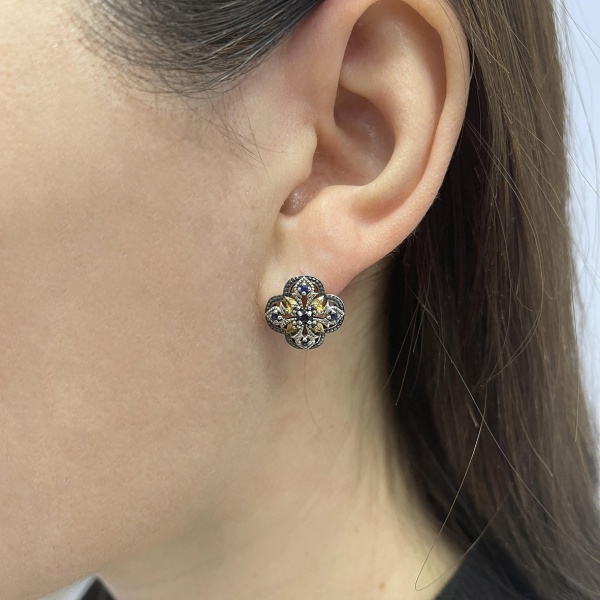 Серьги из серебра с сапфирами