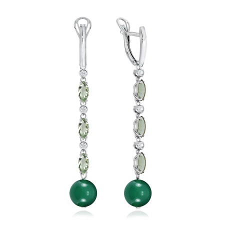 Серьги из серебра с агатами, кварцами и фианитами 2340871204л-2-84 от KRASNOE, металл Серебро, вставка Агат Серьги из серебра с агатами, кварцами и фианитами 2340871204л-2-84 от KRASNOE, металл Серебро, вставка Агат