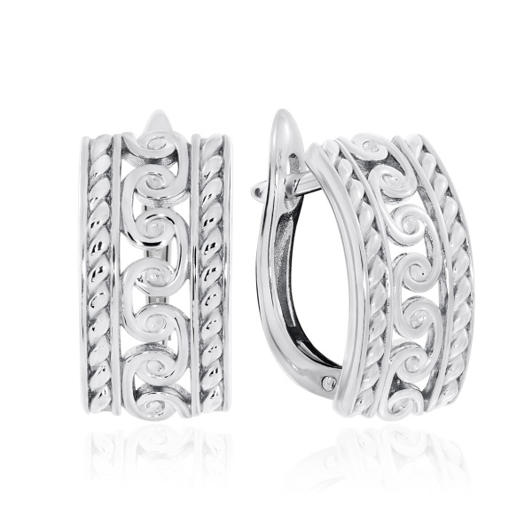 Серьги из серебра без вставок со скидкой