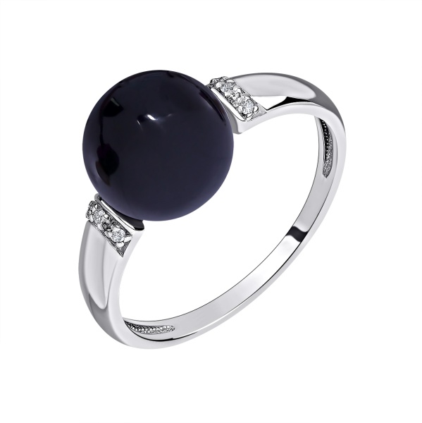 Кольцо из серебра с агатом и фианитами со скидкой