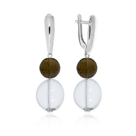 Серьги из серебра с авантюрином 2340870647-56 от KRASNOE, металл Серебро, вставка Горный хрусталь