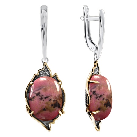 Серьги из серебра с родонитами