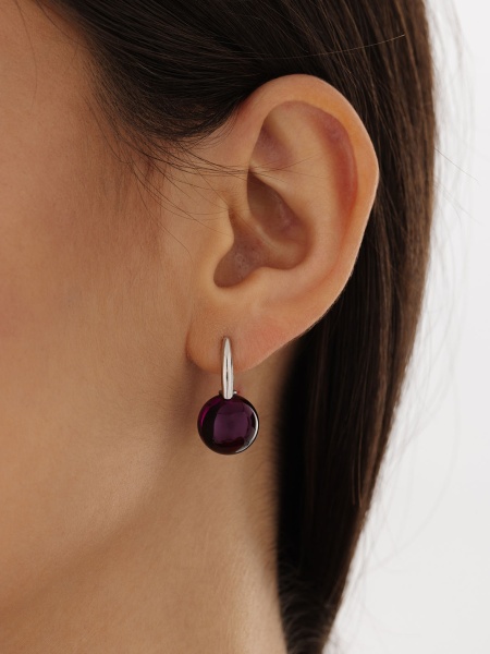 Серьги из серебра с фиолетовыми кристаллами