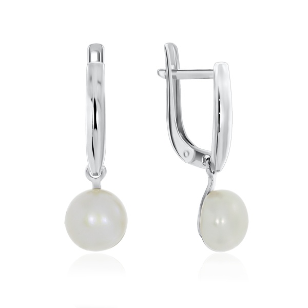 Серьги из серебра с жемчугами 2340050817 от KRASNOE, металл Серебро, вставка Жемчуг