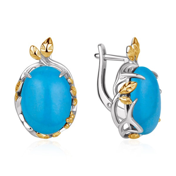 Серьги из серебра с бирюзой со скидкой