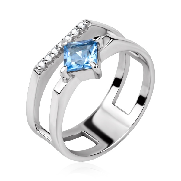 Купить кольцо из серебра с ситаллом и фианитами в интернет-магазине KRASNOE