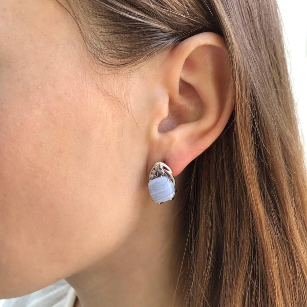 Серьги из серебра с агатами и фианитами 2340390984-84 от KRASNOE, металл Серебро, вставка Агат