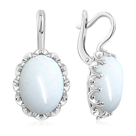 Серьги из серебра с лунным каменем 2340935091 от KRASNOE, металл Серебро, вставка Лунный камень