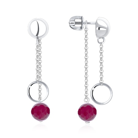 Пусеты из серебра с агатом