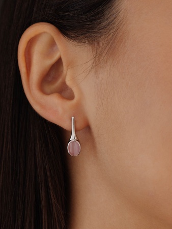 Серьги из серебра с кошачим глазом