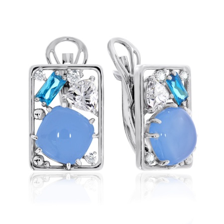 Серьги из серебра с халцедонами и фианитами 2340601177-70 от KRASNOE, металл Серебро, вставка Халцедон