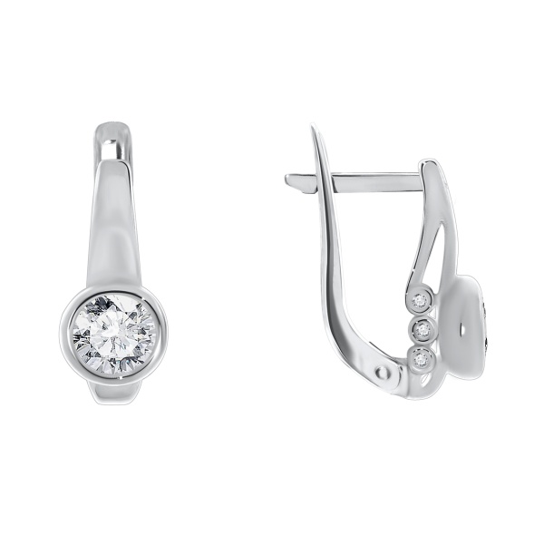 Серьги из серебра с фианитами со скидкой