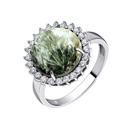 Купить кольцо из серебра с серафинитом и фианитами в интернет-магазине KRASNOE