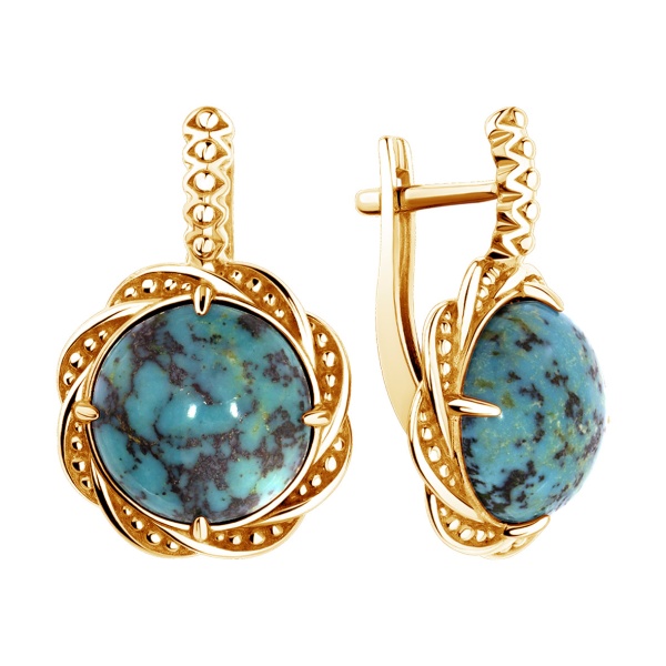 Серьги из серебра с бирюзой со скидкой