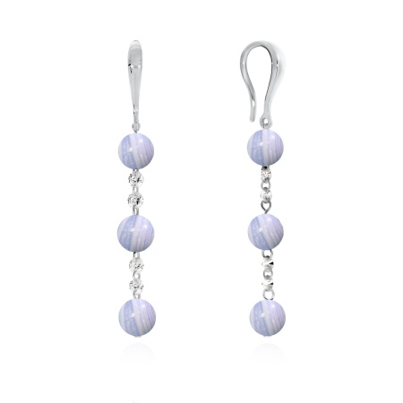 Серьги из серебра с агатами и фианитами 2340390610-84 от KRASNOE, металл Серебро, вставка Агат