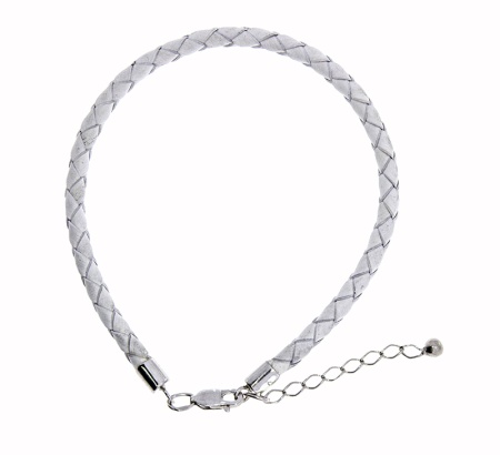 Браслет из серебра с шнур кожаныйом