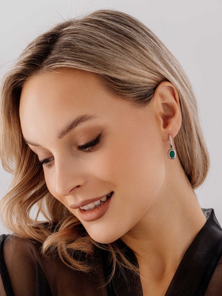 Серьги из серебра с агатами 2340390365-60 от KRASNOE, металл Серебро, вставка Агат