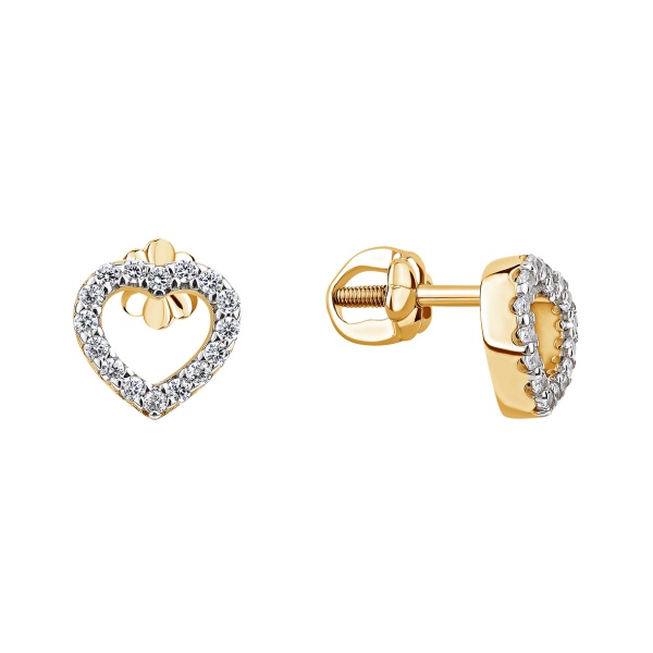 Пусеты из серебра с фианитами