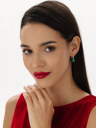 Серьги из серебра с рубин-цоизитами