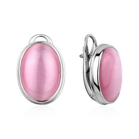 Серьги из серебра с кошачим глазом