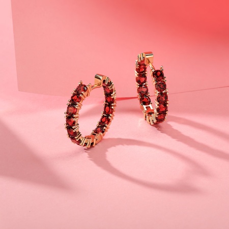 Серьги из золота с гранатами Love Story 2100152756 от KRASNOE, металл Золото, вставка Гранат