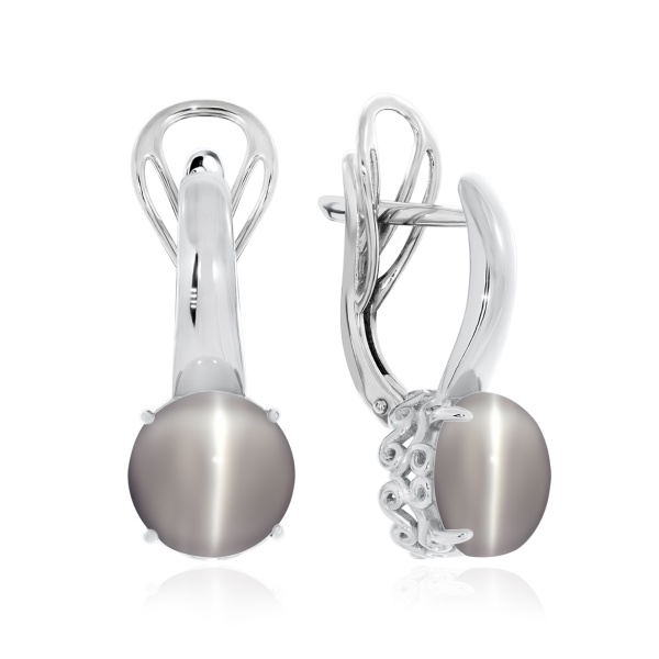 Серьги из серебра с кошачий глазами 2340261263-21 от KRASNOE, металл Серебро, вставка Кошачий глаз