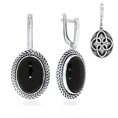 Серьги из серебра с агатами